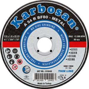 Диск за рязане на метал KARBOSAN A54R THIN, Ø 115 x 1 x 22.23 mm
